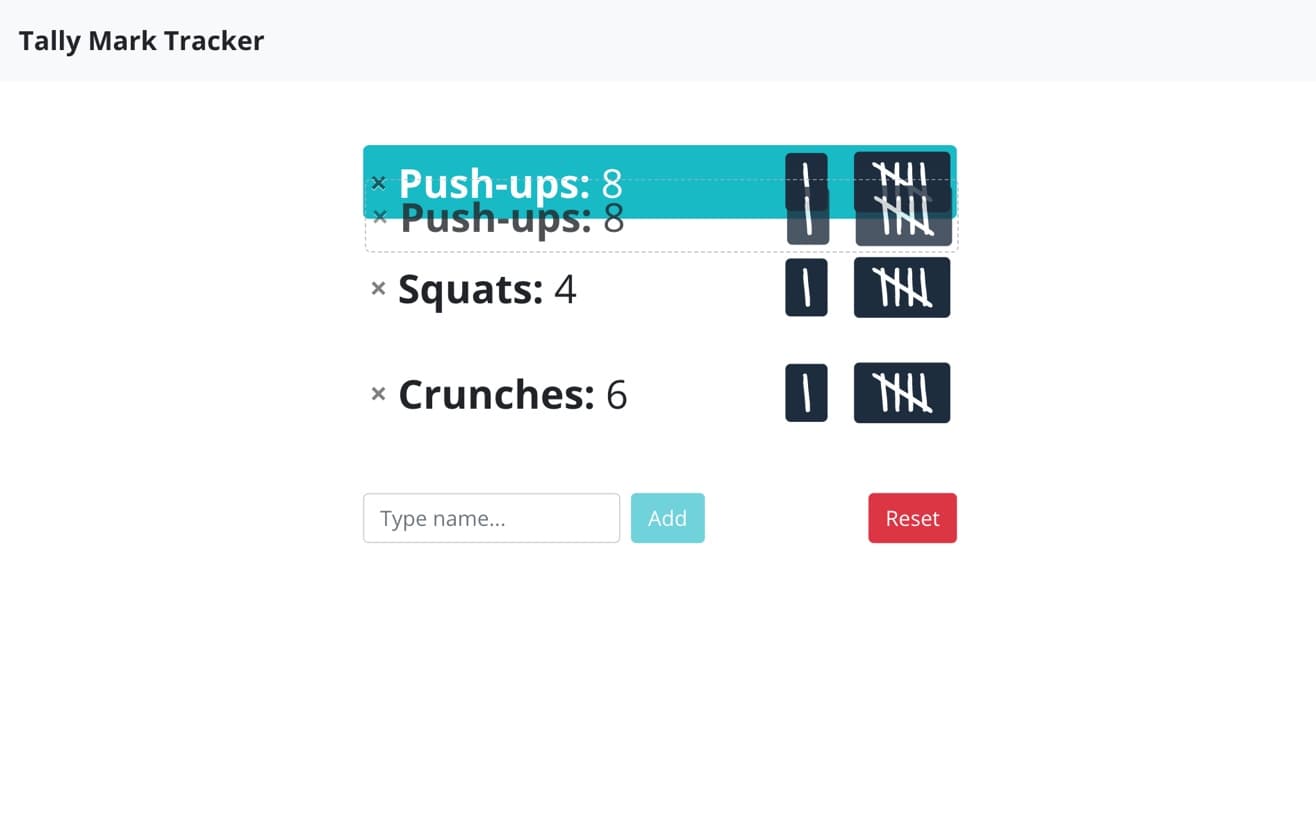 Tally Mark Tracker -- Dragging